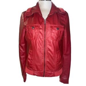 Ci Sono by Cavalini jacket faux leather zip front pockets long sleeve Sz medium